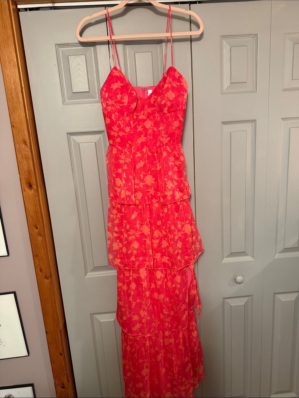 Amanda Uprichard Coral Pink Floral Maxi Dress